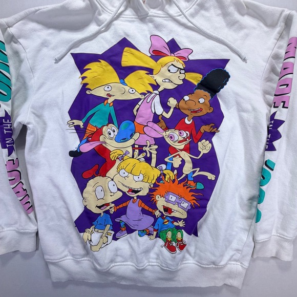 Nickelodeon Other - Nickelodeon 90s Cartoon Characters Hoodie 1X White All Over Print